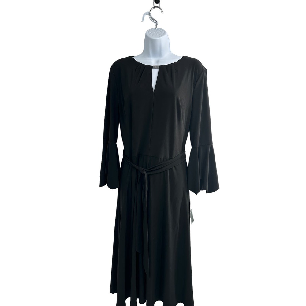 Lauren Ralph Lauren Dress Black Midi Belted Size 10 Office‎ Cocktail Classic NWT